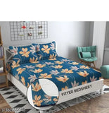 Cotton blend botanical bedding set for double bed, ideal for kids room & living room. Pack includes 1 bedsheet & 2 pillow covers