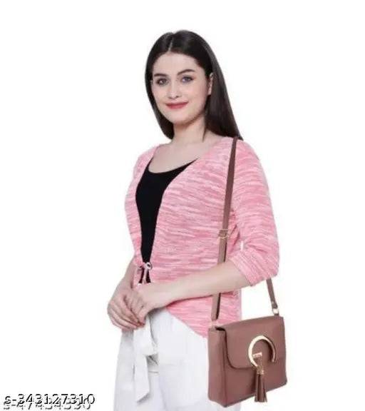 Pink cotton cardigan purse