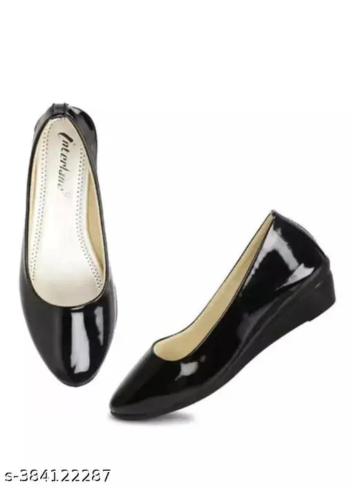 Black synthetic leather slip-on ballerinas for women (MAHI & LOOKS)