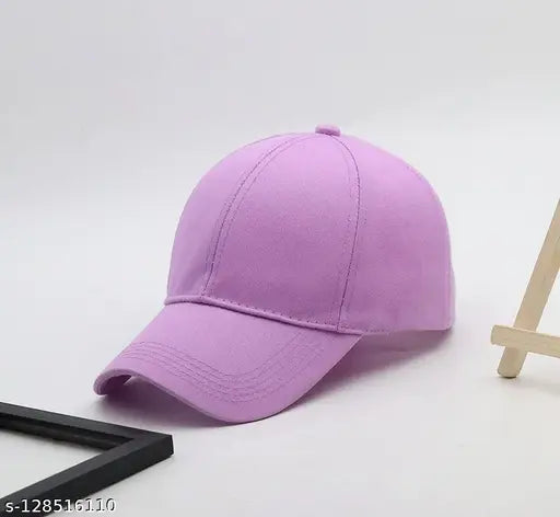 Purple cotton baseball cap, solid design from India