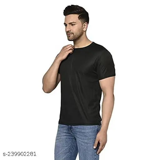 Polycotton men's half-sleeve t-shirt pack of 5, featuring solid colors and varying sizes from M to XXL. Made by M Mart Creations in India