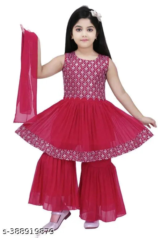 Georgette-acrylic Girls Sharara Set, traditional Indian ethnic wear for festivals and weddings