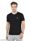 MH Round neck sports t-shirt, polycotton solid color, short sleeves, men's size M (Chest 40in, Length 26.5in), made in India