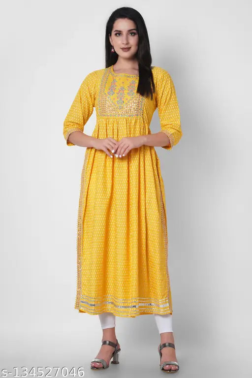 Rayon embroidered Anarkali gown, three-quarter sleeves, printed combo. Women's fashion, rayon, Indian attire