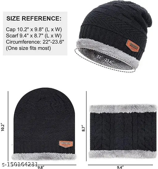 Black velvet beanie, woolen gloves, red winter combo for woman and girls