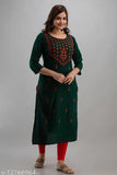 Green rayon three-quarter sleeve embroidered top, Indian fashion combo on mannequin