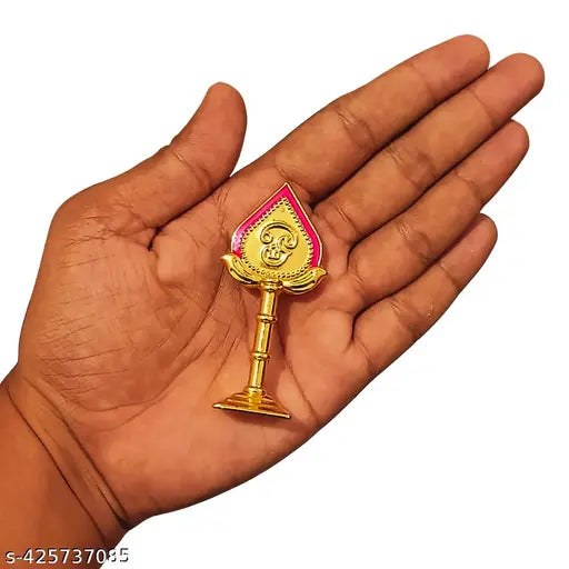 Golden Murugan vel metal religious idol for home, office, or car decor