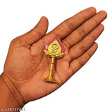 Golden Murugan vel metal religious idol for home, office, or car decor