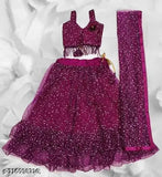 Fully-stitched net Emriodery lehenga choli & dupatta set, Indian traditional wedding dress for 6 months to 10 years
