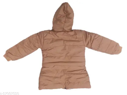 Brown girls hooded jacket style, zip closure