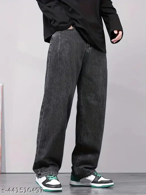 Black jeans with a black jacket and white sneakers