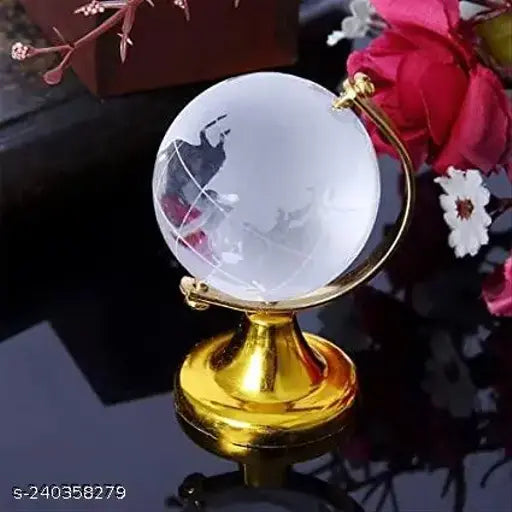 Glass Vastu Feng Shui crystal globe, symbolizing success, good luck, prosperity. India-made paper weights