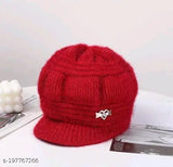 Red wool winter hat, soft, knitted