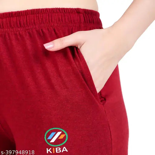 Cotton blend solid women's trackpants pack of 2 for traveling and sports, designed for comfort and style