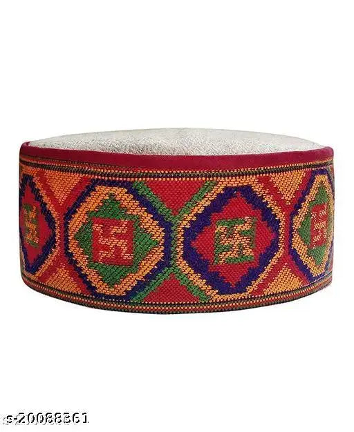 Traditional wool Himachali topi, ARUNA Kullu handloom cap in onesize, Indian-origin ethnic wear