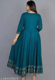 Teal border long kurta with traditional paisley design