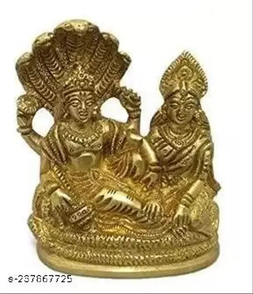 Gold plated metal statue of Laxmi and Narayan, classic design