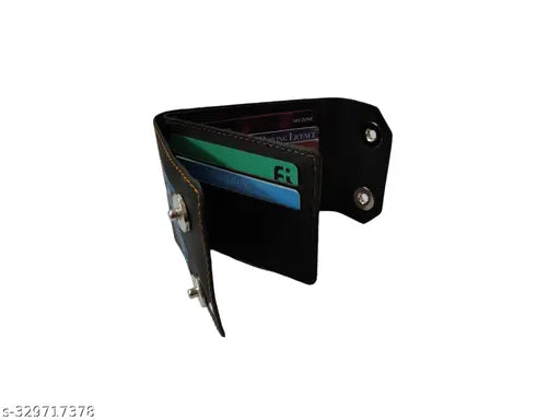 Brown synthetic two-fold wallet, textured design for men. Free size (6cm x 7cm), Made in India
