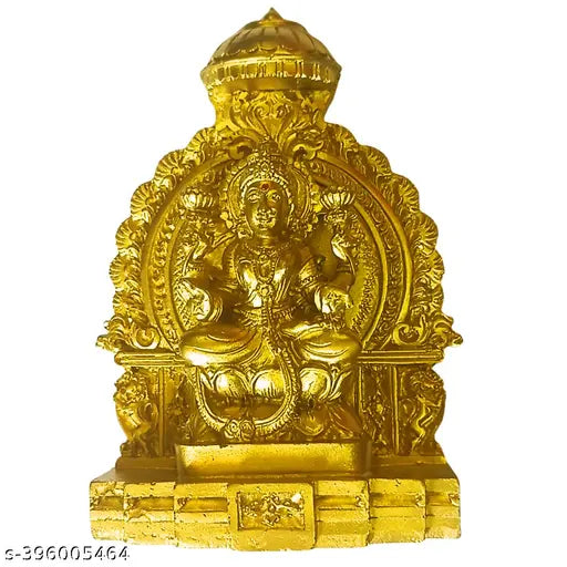 Poly resin God Lakshmi statue, 10cm x 14cm x 4cm, Indian Laxmi figurine on pedestal