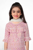 Baby pink cotton kurta set with dupatta and bottomwear for girls, embroidered traditional gathering top dhoti style. Indian fashion for functions, festivals, parties, events, birthdays, Ramzan, Diwali, Holi, wedding. High-quality, lightweight, comfortable, elegant