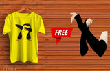Yellow polyester penguin with sleeves, printed net pattern, short sleeves, size S (36in chest, 26in length)