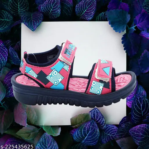 Limited edition Lecosta kids' sandals in navy blue, pink and green color; comfortable straps; black sole