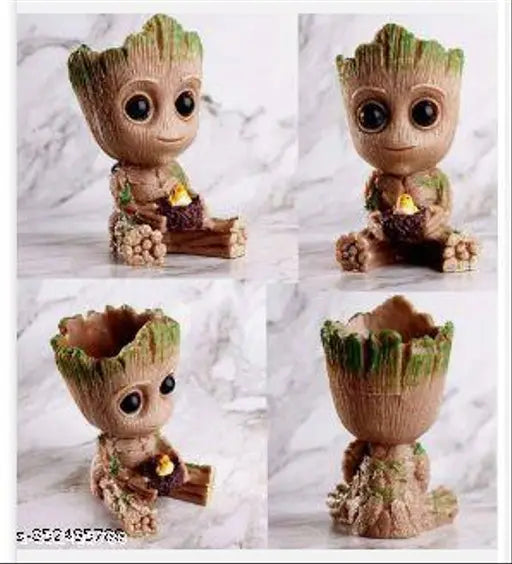 Resin Baby Groot tree for aquarium, Marvel-themed decor with pen holder, 10cmL x 9cmW x 15cmH, Indian origin
