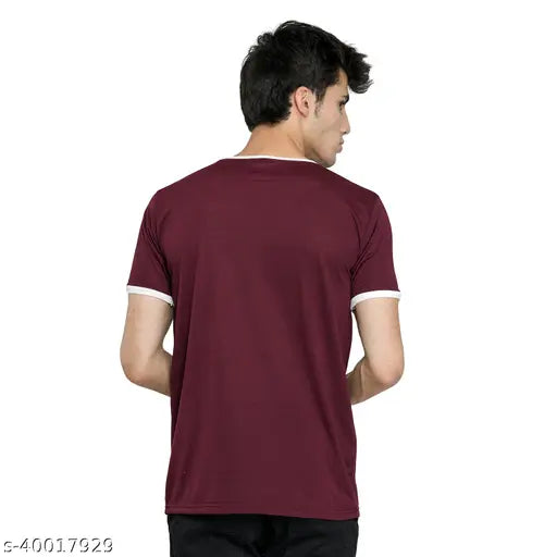 Solid contrast rib cotton t-shirt for men, short sleeves, solid pattern, available in sizes XXXL, 4XL, 5XL from LEEBONEE, made in India