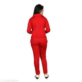 Red satin fabric jumpsuit, women's three piece dress set for 89 years, casual wear, partywear