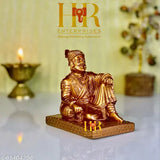 Copper metal statue of Chhatrapati Shivaji Maharaj on display, 3D sculpture, decorative item, ideal gift, home decoration
