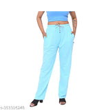 Women's light blue casual fit lower payjama pants, pure cotton stretchable material