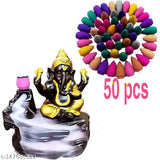 Resin Ganesh backflow incense burner with 50 cones, Indian art for home decoration