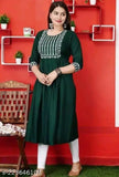 Long rayon kurta with embroidery, suitable for partywear or festivals, daily wear style