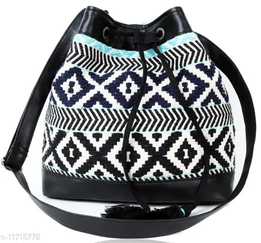 Black canvas sling bag with multiple pockets