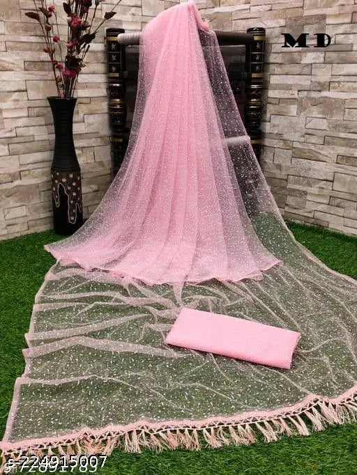 Cotton blend gulabi rabarprint net saree with running blouse, printed same as saree in free size, Indian origin