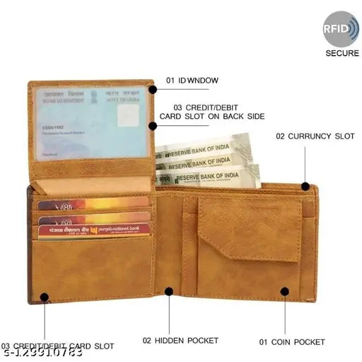 Stylish trending PU wallet, pocket-friendly with 2 compartments, free size, solid net design, made in India
