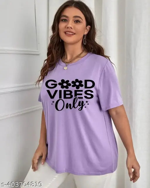 Vipra-Women lightweight polyester printed casual wear t-shirt in various sizes, soft feel and non-removable print for daily wear