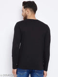 Soft cotton blend men's round neck t-shirt, long sleeves, printed design for unmatched comfort and durability. Classic black on denim look, perfect for casual wear with jeans and sneakers