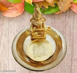 Pure brass handmade Maa Annapurna Devi statue with free Mata plate & Kashi Vishvanath coin - intricate Hindu goddess idol from India