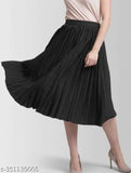 Black, women's, midi skirt with ruffled hem
