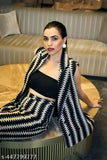 Women's comfortable zig-zag design co ord set, cotton blend casual top and bottom for women, featuring intricate black and white crochet lace detailing. Perfect for various occasions