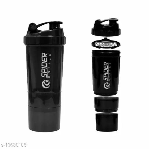 Plastic protein shaker gym bottle, blue and black fitness water bottle pack of 2 for workout, Inspire2Fashion sports design on display