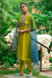 Yellow kameez set, dupatta, pajama with embroidery