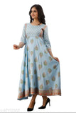 Indian style womens blue flared kurta with paisley print