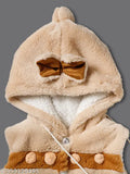 Baby Girls Bow Hooded Winter- Off White