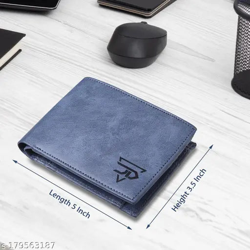 Sky Blue Canvas & Leather Changer CP Wallet for Men - Brown stitching detail, 2 compartments, ideal gift for modern style enthusiasts, Made in India (PU leather)
