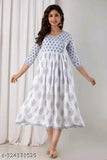 Blue floral knee-length dress