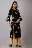 Black rayon printed kurta with sharara bottoms