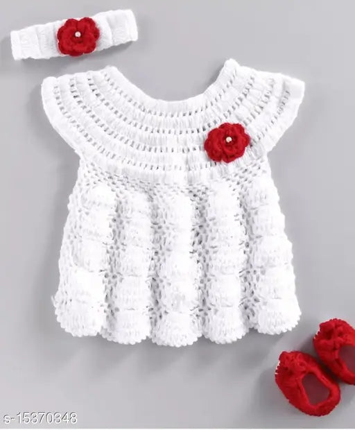 Modern wool girls frock dress - solid pattern, comfy for 0-3M to 3-4Y, Indian made