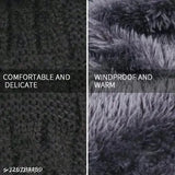 Acrylic colorblocked beanie cap & scarf set, fur-lined for winter warmth, PinKit men & women style, India origin